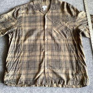 H&M , Men’s Shirt,Tan and Brown Plaid Shirt,Size XLG